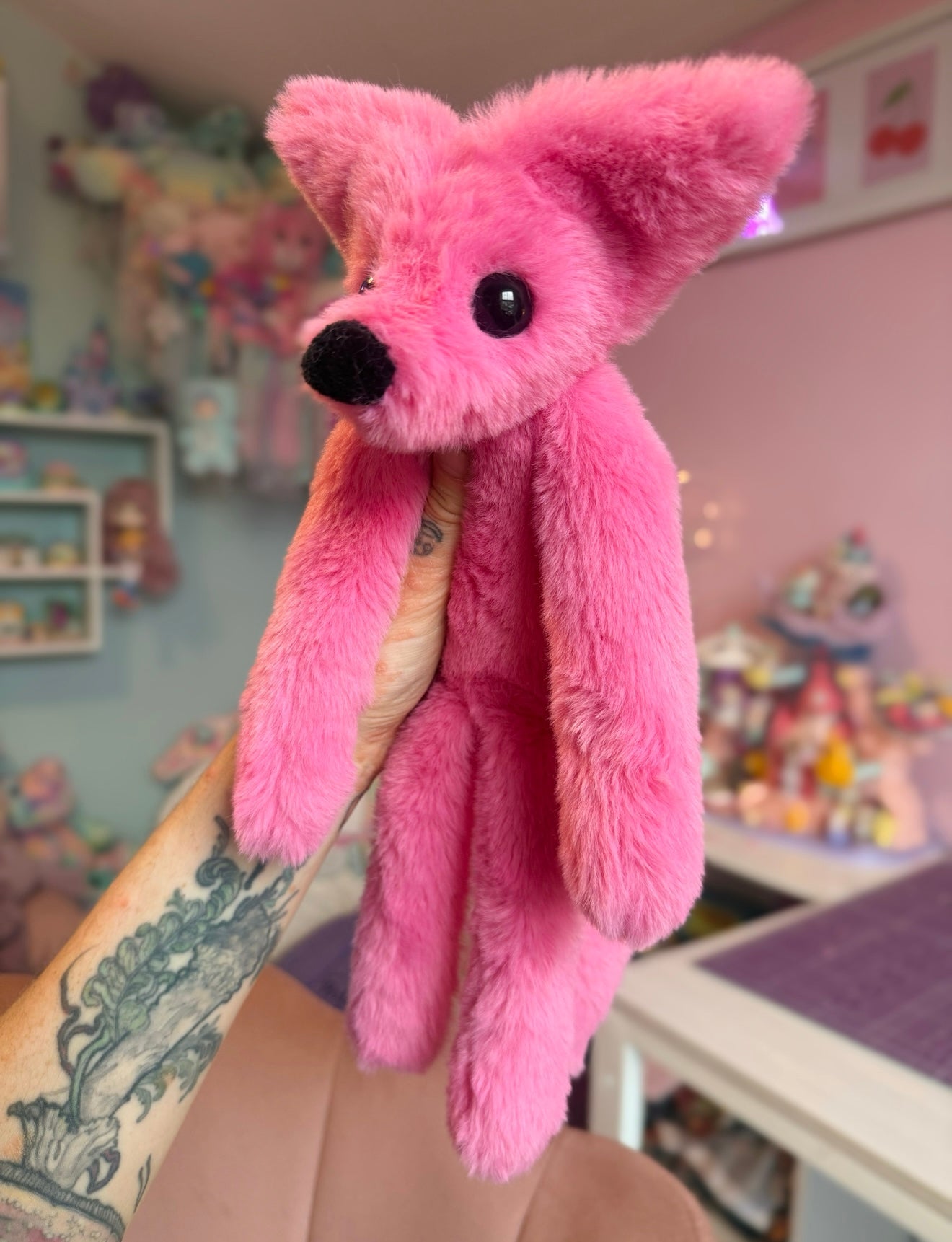 BUBBLEGUM FOX - Handmade Luxury Weighted Plush Fluffy Fox Doll
