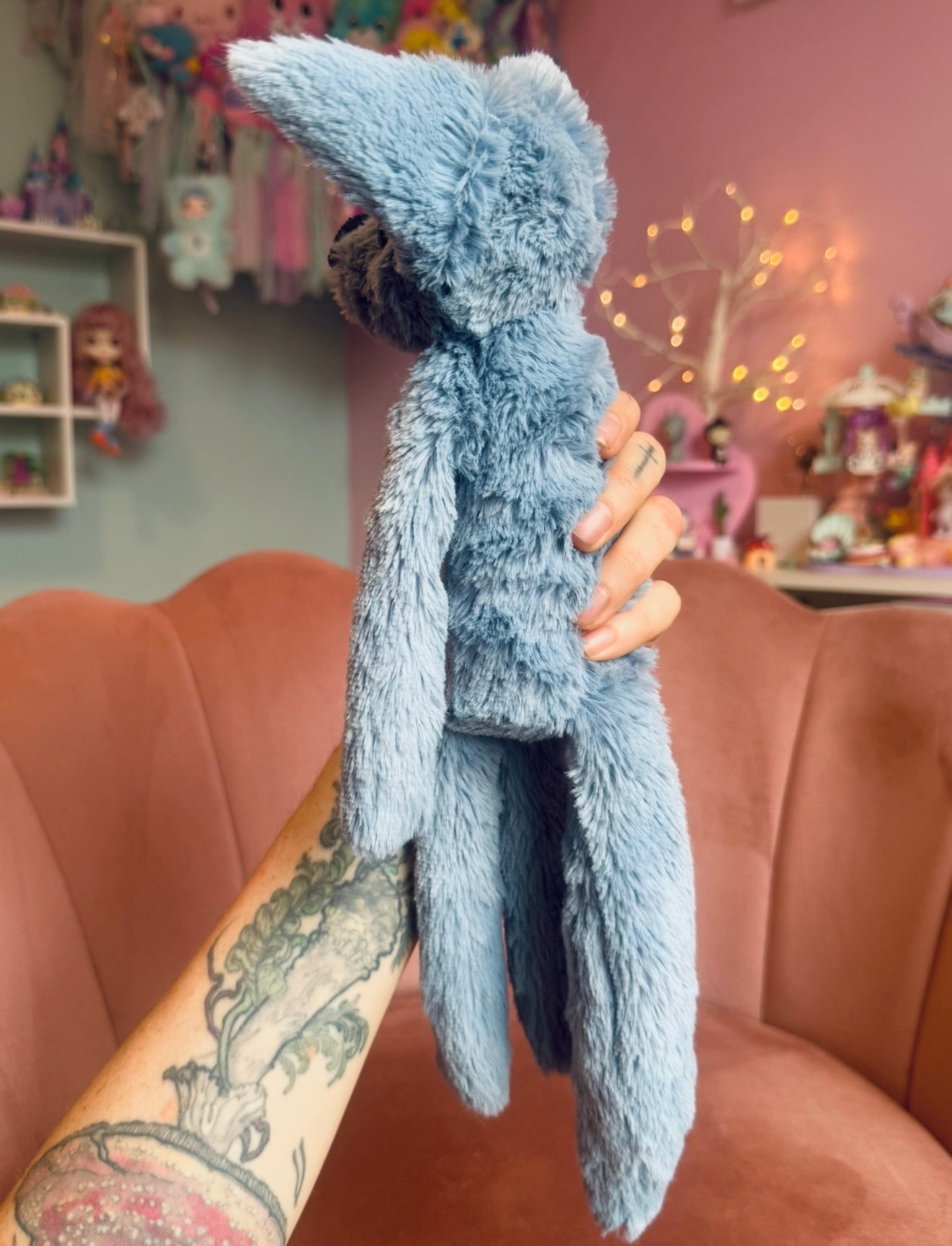 DUSKY BLUE FOX - Handmade Luxury Weighted Plush Fluffy Fox Doll
