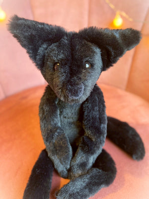 ONYX FOX - Handmade Luxury Weighted Plush Fluffy Fox Doll