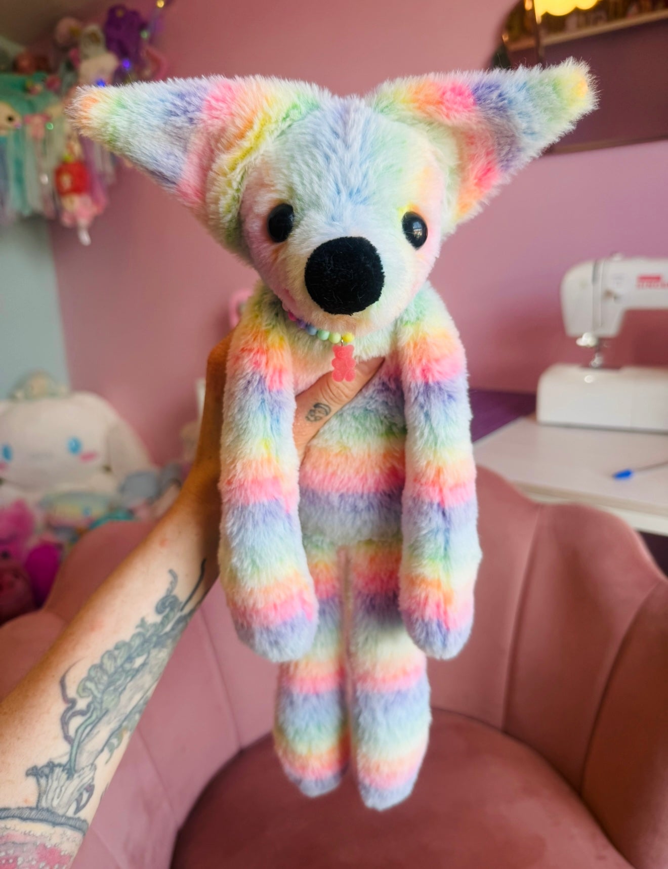 BIG RAINBOW SHERBET FOX - Handmade Luxury Weighted Fox Doll