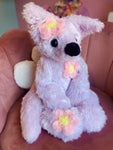XL SHAGGY LAVENDER FLOWER FOX - Handmade Luxury Weighted Fox Doll