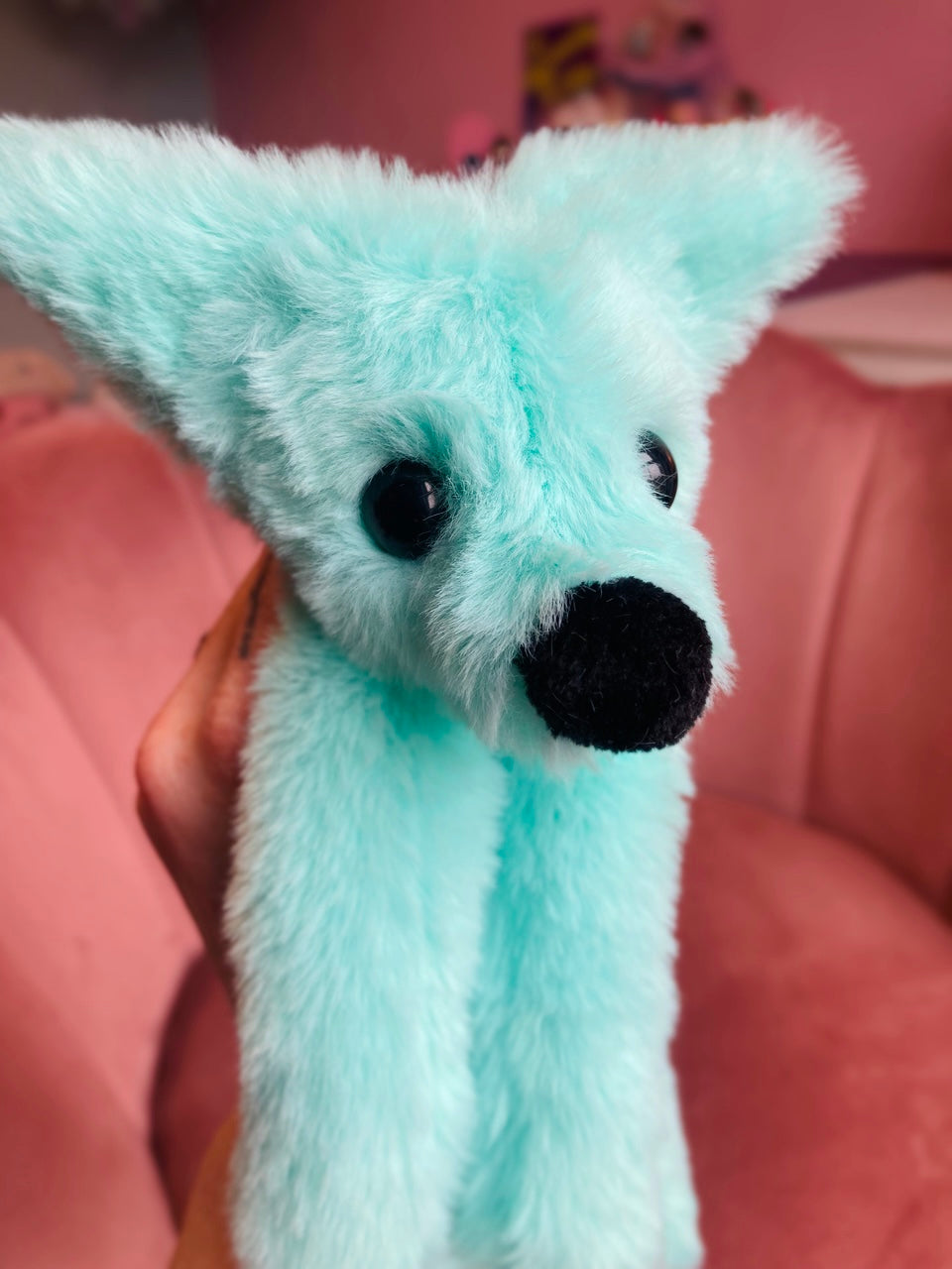 MINT SORBET FOX - Handmade Luxury Weighted Plush Fluffy Fox Doll