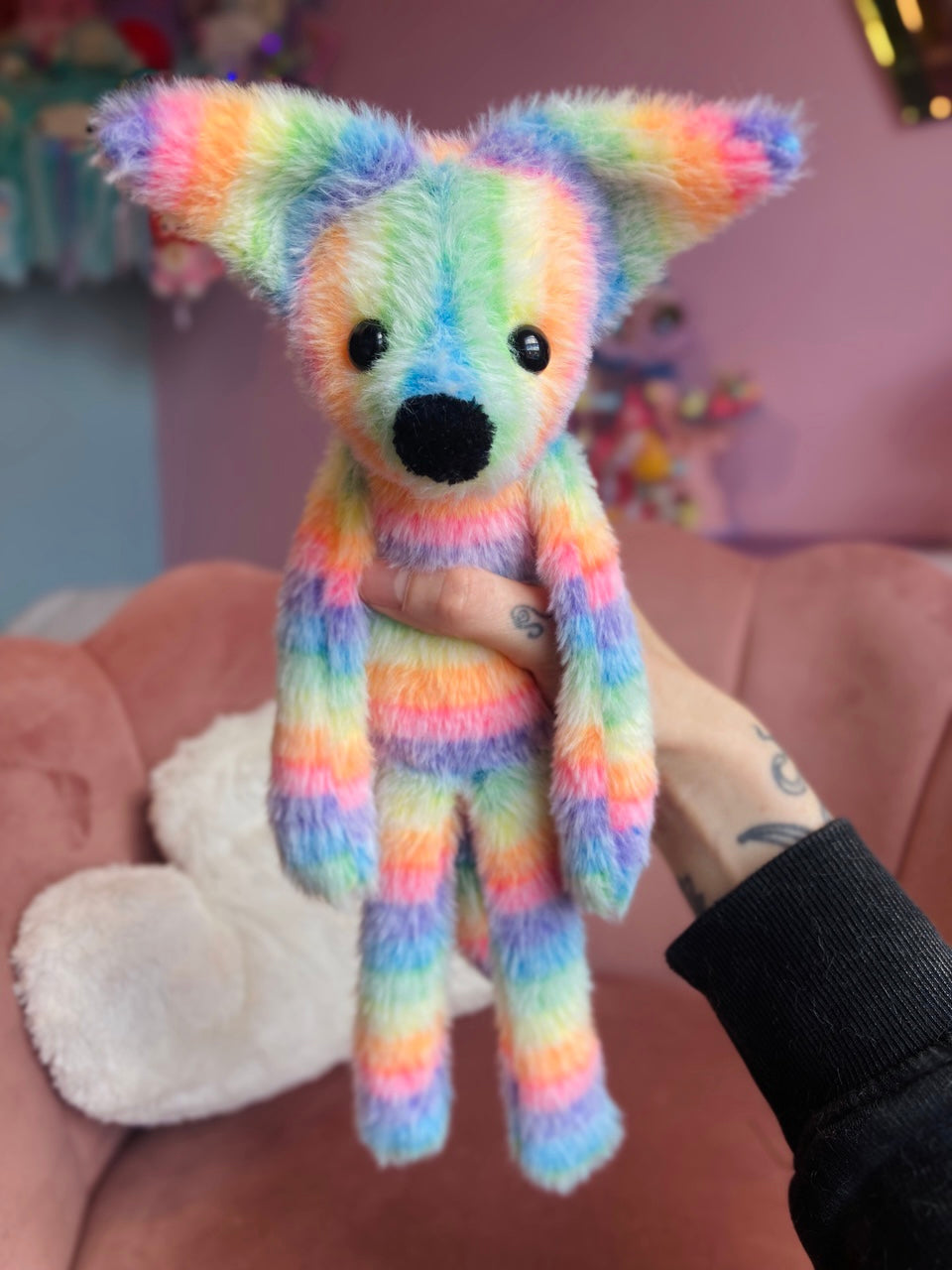 RAINBOW SHERBET FOX (C) - Handmade Luxury Weighted Fox Doll