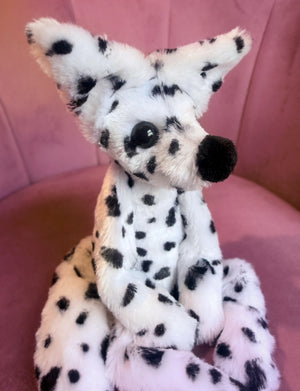 RESERVED - DALMATION FOX - Handmade Luxury Weighted Plush Fluffy Fox Doll