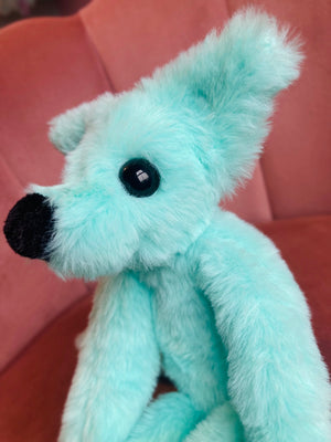 MINT SORBET FOX - Handmade Luxury Weighted Plush Fluffy Fox Doll