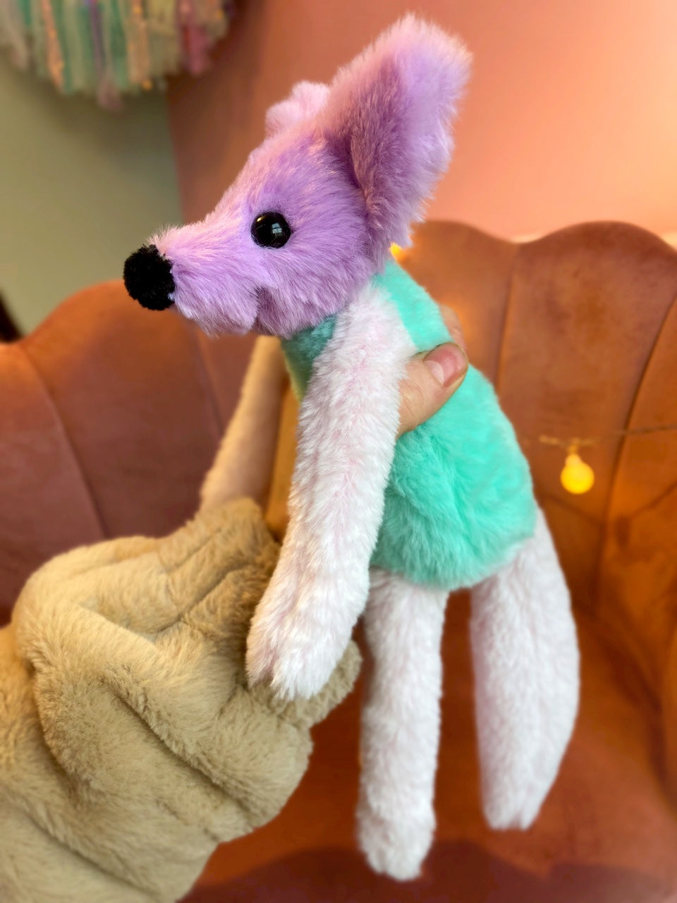 COLOUR BLOCK SORBET FOX - Handmade Luxury Weighted Plush Fluffy Fox Doll