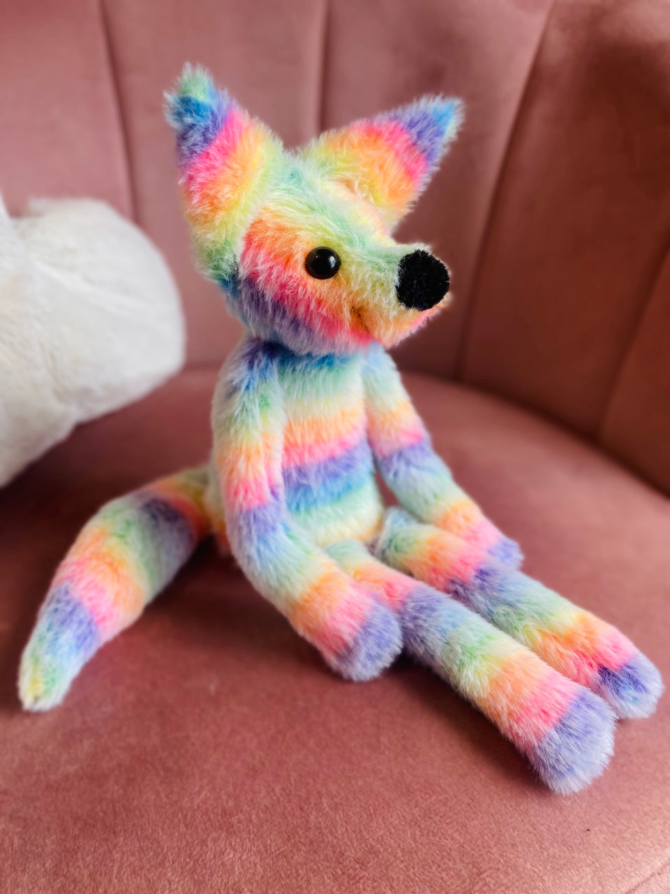 RAINBOW SHERBET FOX (B) - Handmade Luxury Weighted Fox Doll