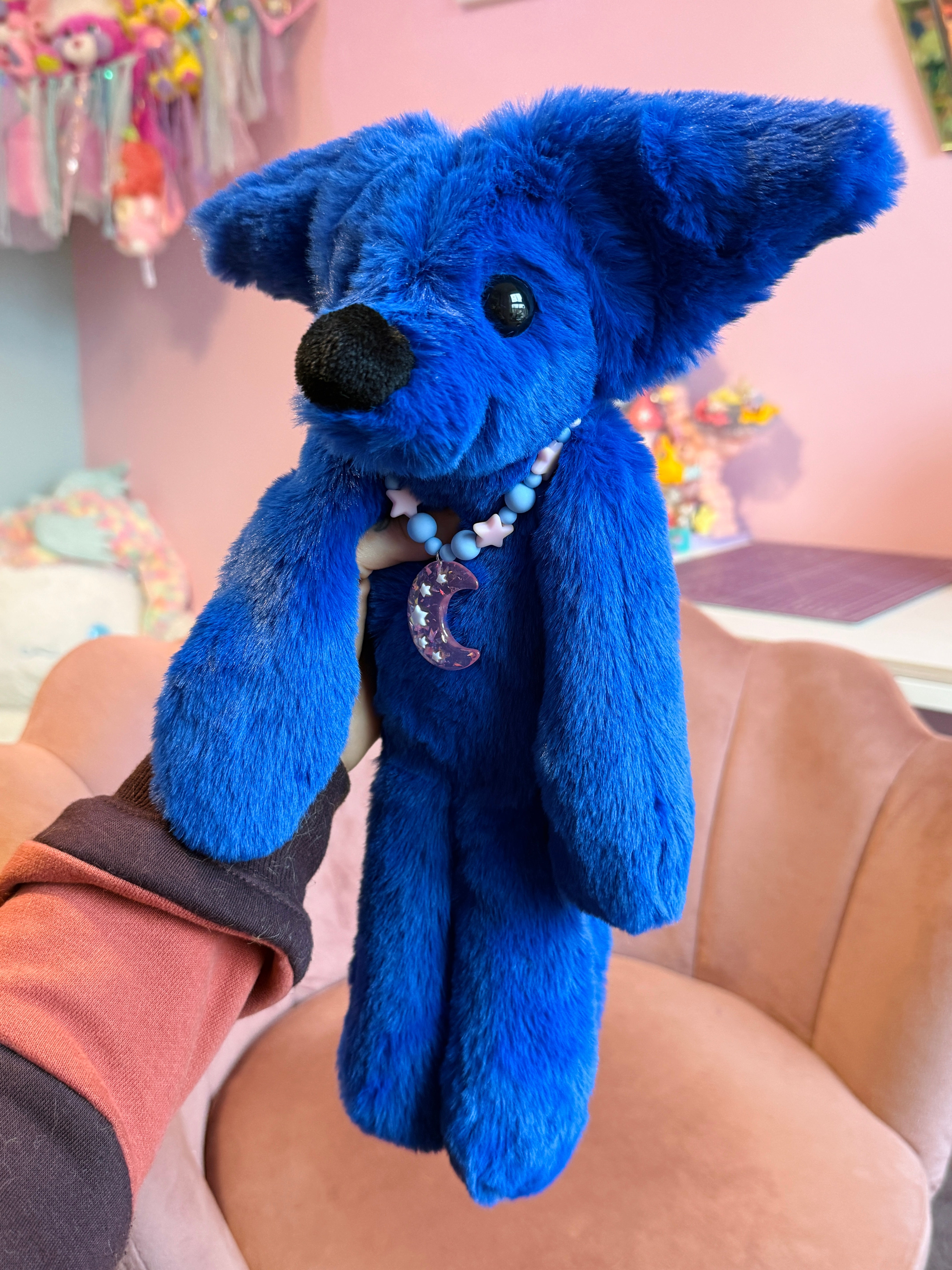 BIG MIDNIGHT FOX - Handmade Luxury Weighted Plush Fluffy Fox Doll