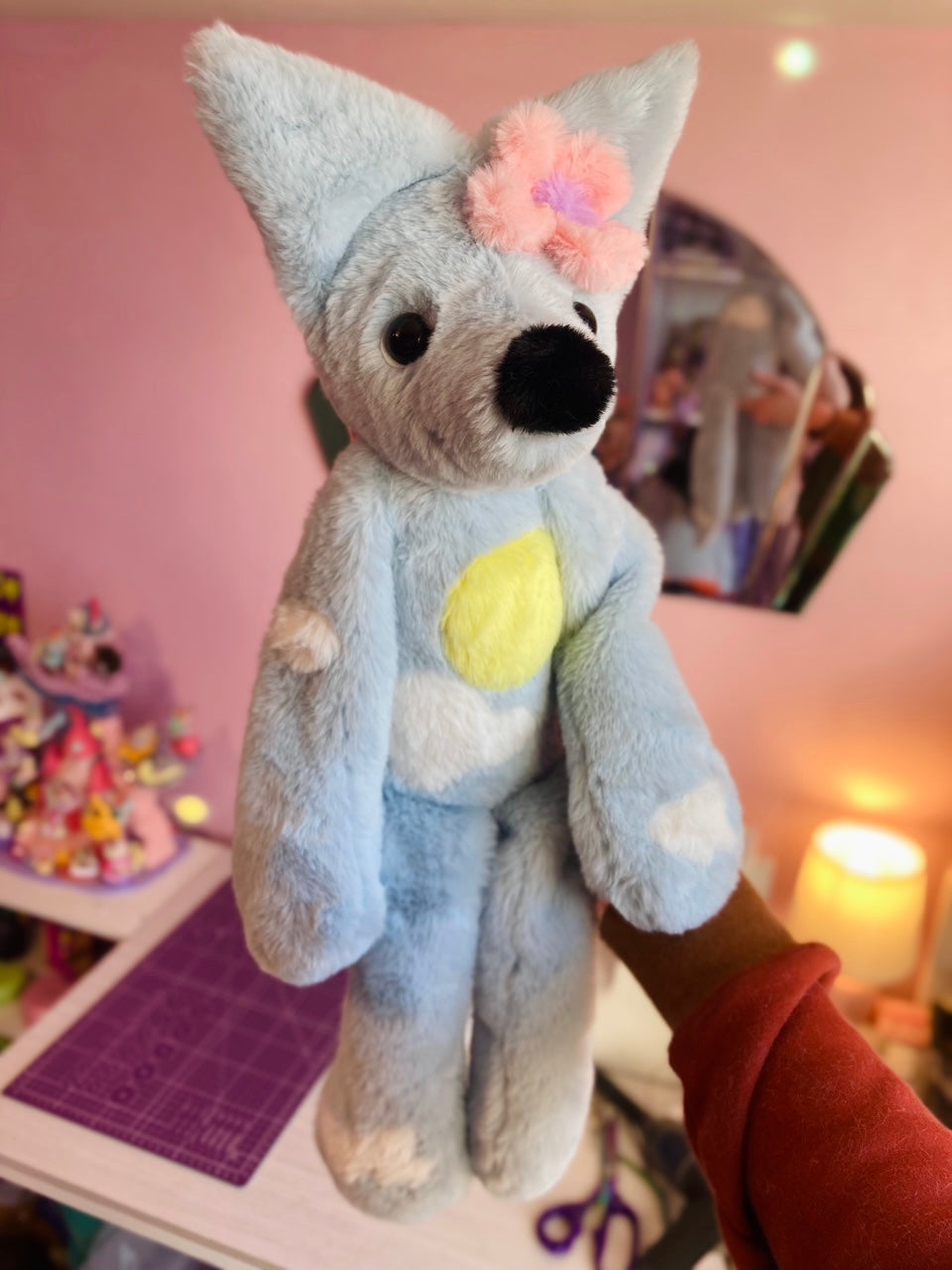 XL SPRING BLOOMS FOX - Handmade Luxury Weighted Plush Fluffy Fox Doll