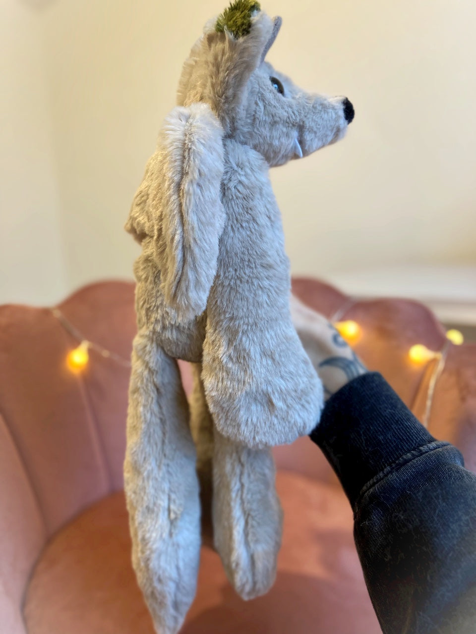 XL GARGOYLE FOX - Handmade Luxury Weighted Plush Fluffy Fox Doll