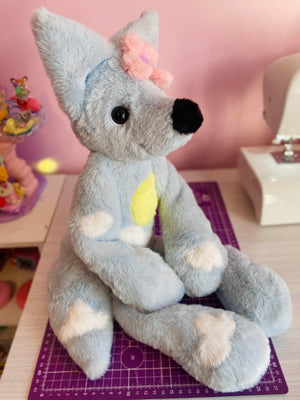 XL SPRING BLOOMS FOX - Handmade Luxury Weighted Plush Fluffy Fox Doll