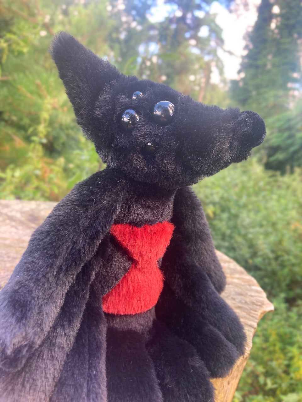 BLACK WIDOW SPIDERFOX - Handmade Luxury Weighted Plush Fluffy Fox Doll