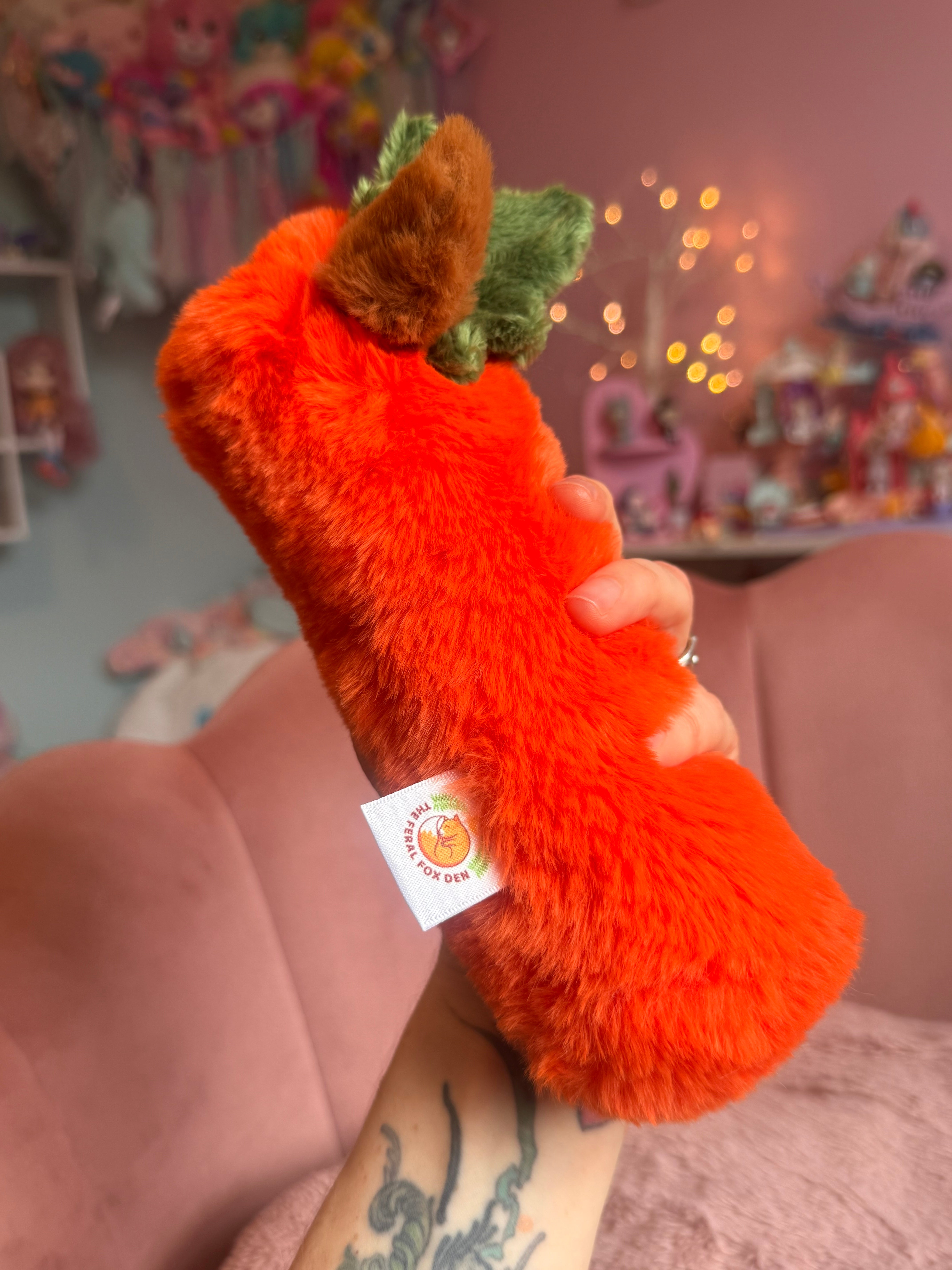 PUMPKIN PUDGEPUFF CATERPILLAR - Handmade Luxury Weighted Pudgepuff Doll