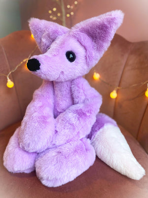 XL LAVENDER FOX - Handmade Luxury Weighted Plush Fluffy Fox Doll