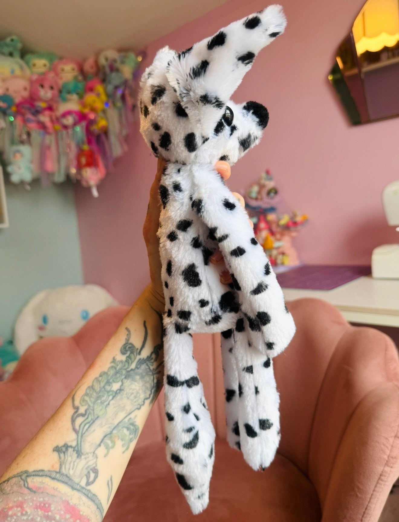 DALMATION FOX - Handmade Luxury Weighted Plush Fluffy Fox Doll