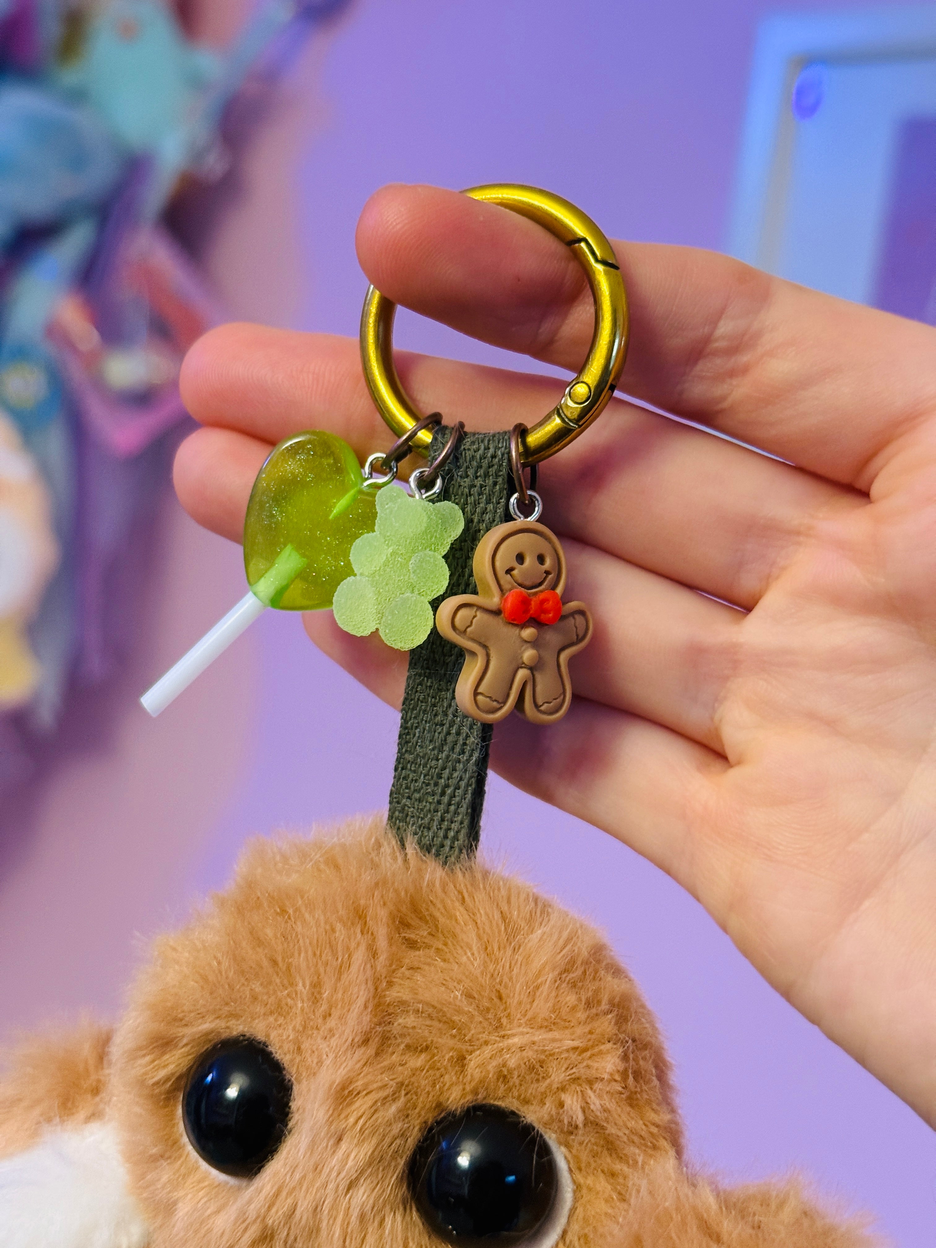 GINGERBREAD PALMPUFF PENDANT (B) - Handmade Mini Luxury Weighted Doll