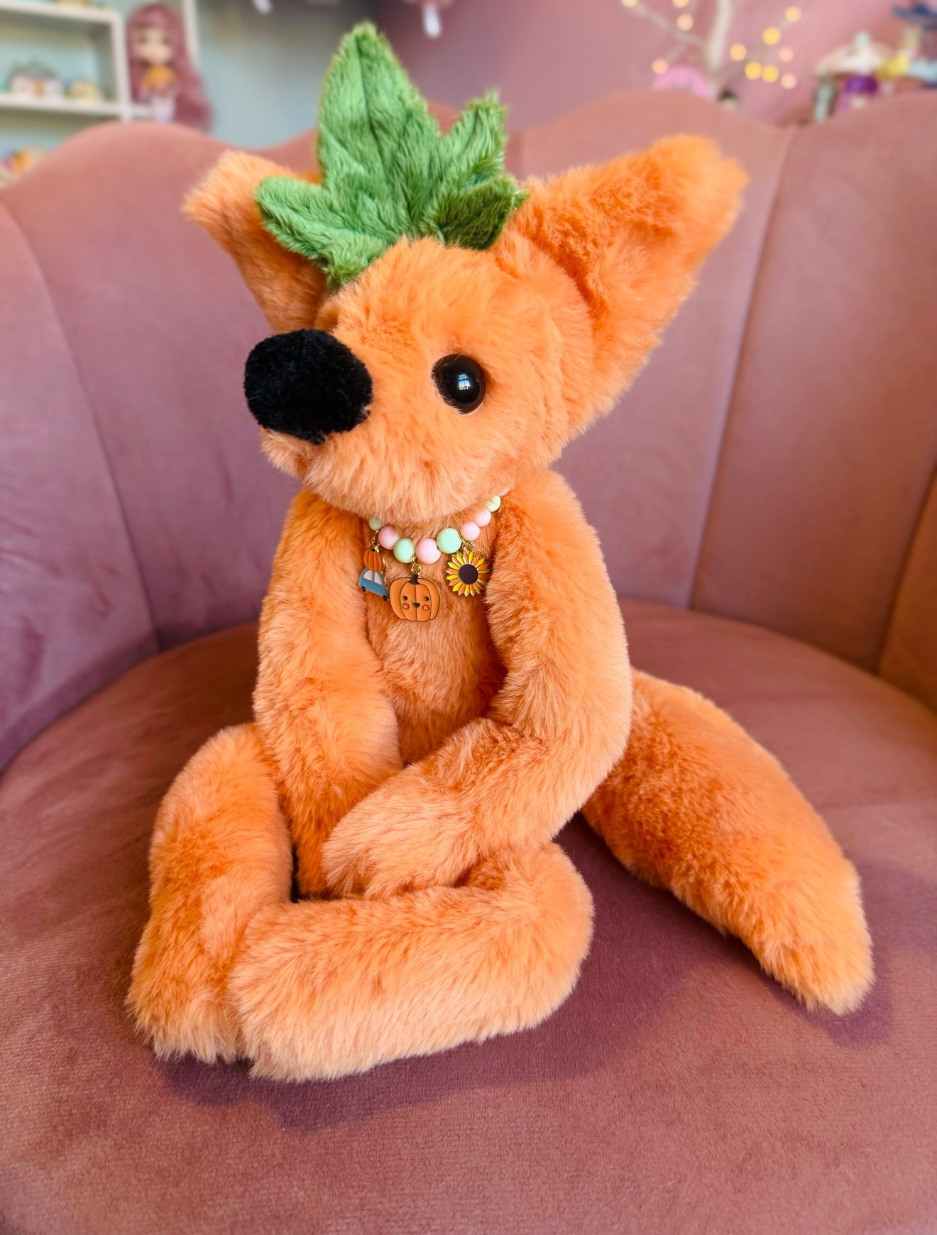 LARGE PUMPKIN PATCH FOX - Handmade Luxury Weighted Plush Fluffy Fox Doll