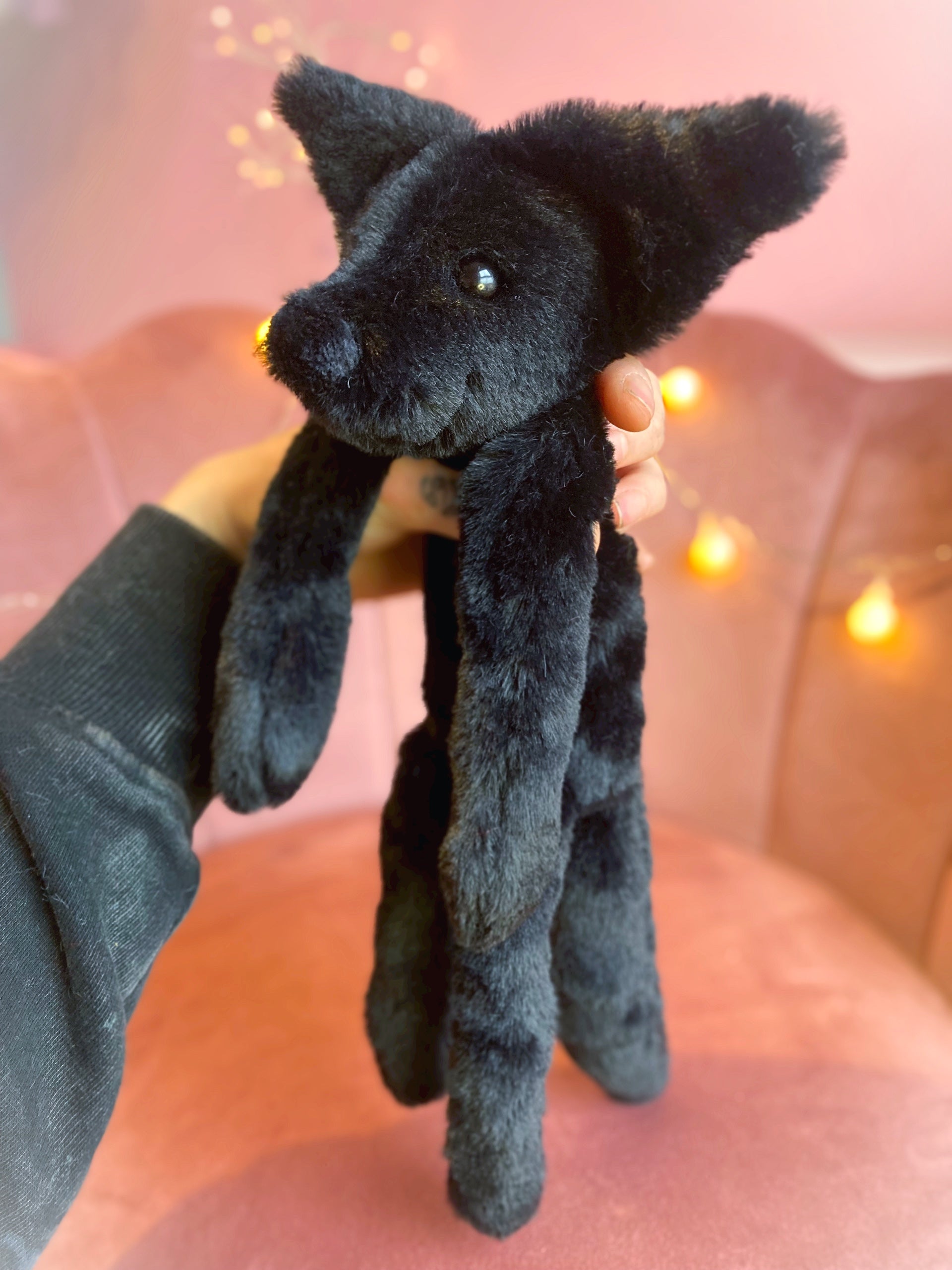 ONYX FOX - Handmade Luxury Weighted Plush Fluffy Fox Doll