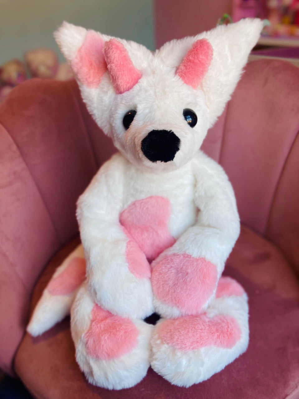 XL STRAWBERRY MILK FOX - Handmade Luxury Weighted Fox Doll
