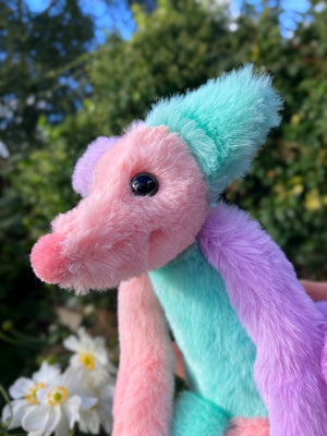 COLOUR BLOCK SORBET FOX (B) - Handmade Luxury Weighted Plush Fluffy Fox Doll