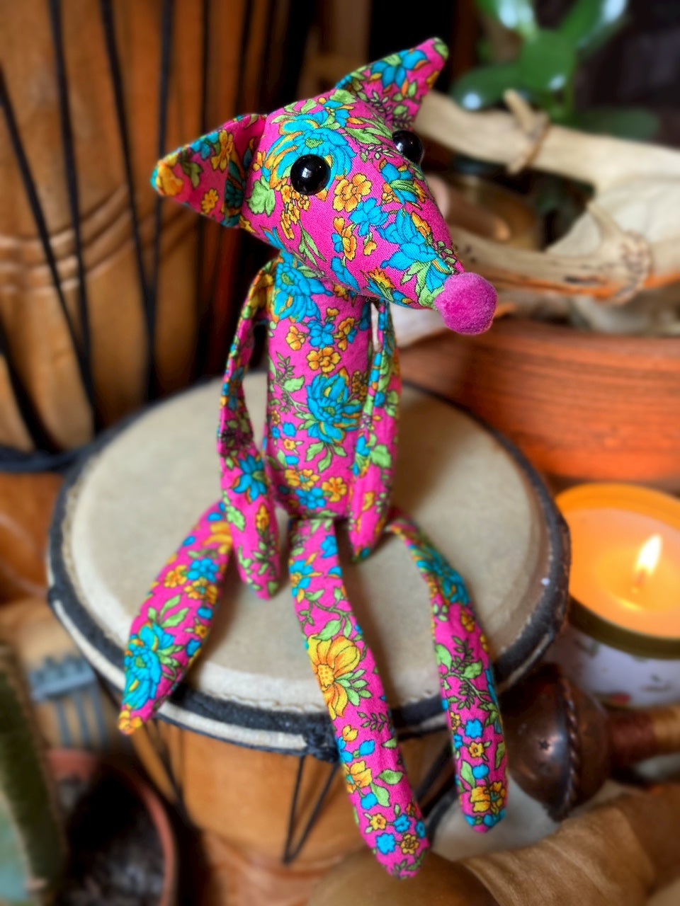 GARDEN PARTY FOX CUB (PINK) - Handmade Weighted Cotton Fox Doll