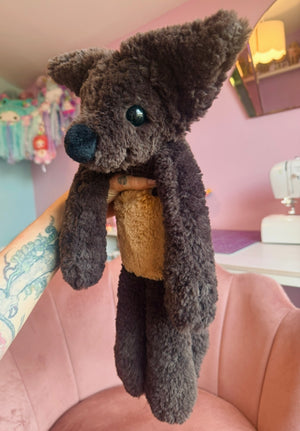 BIG CURLY CHOCOLATE FUDGE FOX - Handmade Luxury Weighted Plush Doll