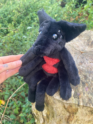 BLACK WIDOW SPIDERFOX - Handmade Luxury Weighted Plush Fluffy Fox Doll