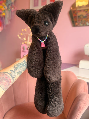 XL CURLY CHOCOLATE FOX - Handmade Luxury Weighted Plush Doll