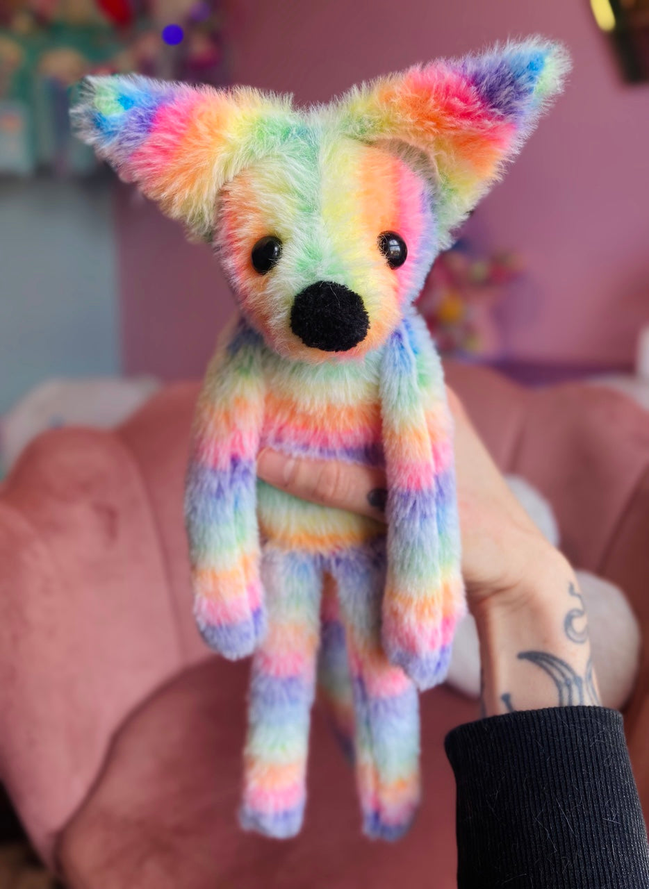 RAINBOW SHERBET FOX (B) - Handmade Luxury Weighted Fox Doll