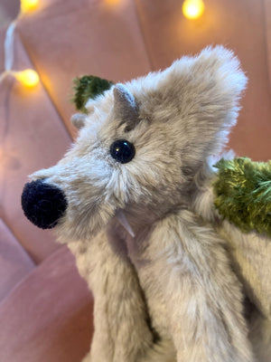 GARGOYLE FOX (B) - Handmade Luxury Weighted Plush Fluffy Fox Doll