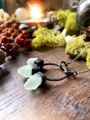 WOLF MOTHER Handmade Sterling Silver Necklace with Green Apophyllite