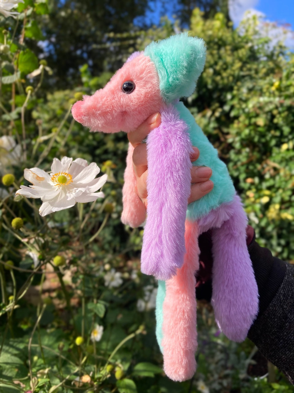 COLOUR BLOCK SORBET FOX (B) - Handmade Luxury Weighted Plush Fluffy Fox Doll