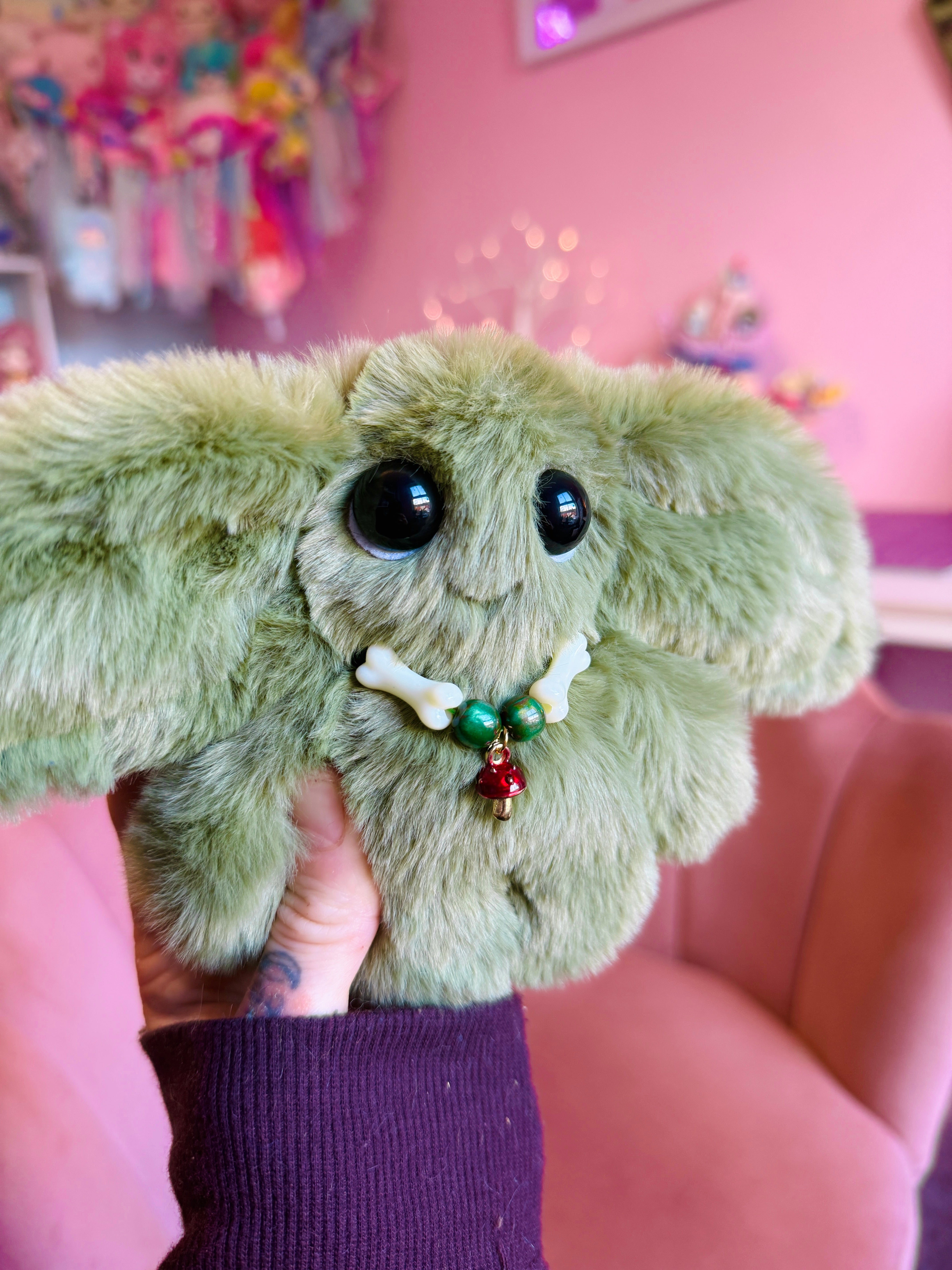 FOREST GOBLIN PALMPUFF (B) - Handmade Mini Luxury Weighted Doll