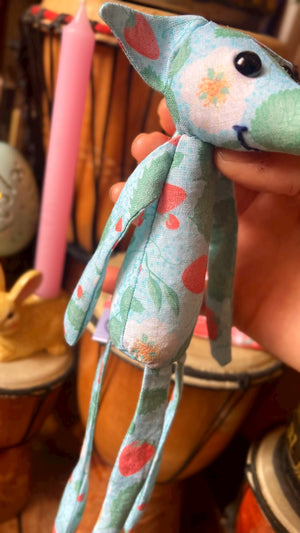 “STRAWBERRY SKIES” FOX CUB - Handmade Weighted Cotton Fox Doll (Please read description)