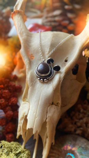 ANCESTORS Handmade Sterling Silver Mushroom Necklace with Fossilised Dinosaur Bone