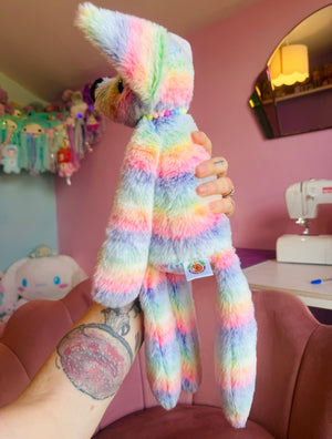 BIG RAINBOW SHERBET FOX - Handmade Luxury Weighted Fox Doll