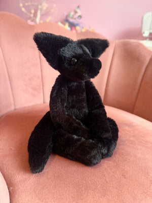 ONYX FOX (A) - Handmade Luxury Weighted Plush Fluffy Fox Doll