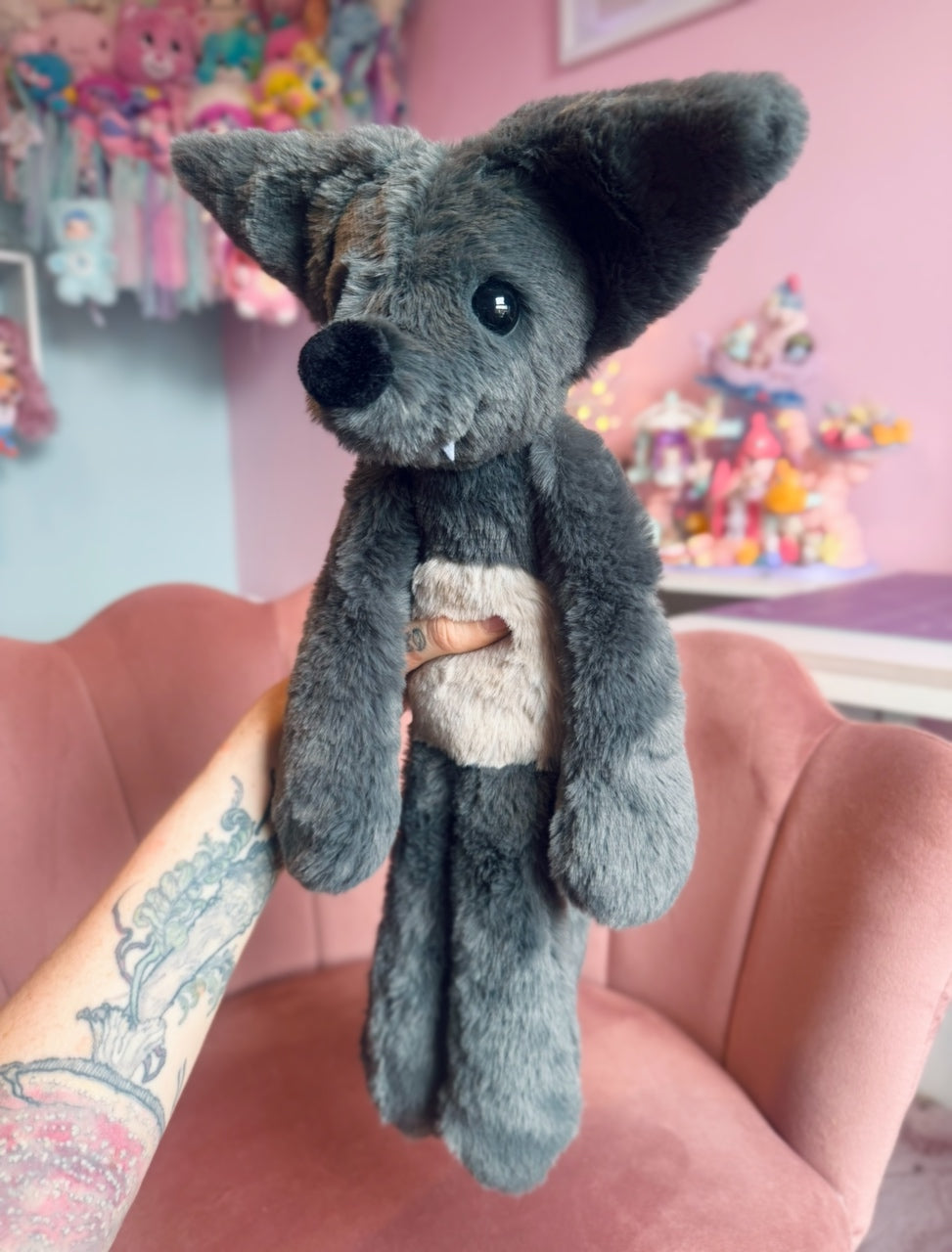 BIG GREY WOLF - Handmade Luxury Weighted Plush Fluffy Fox Doll