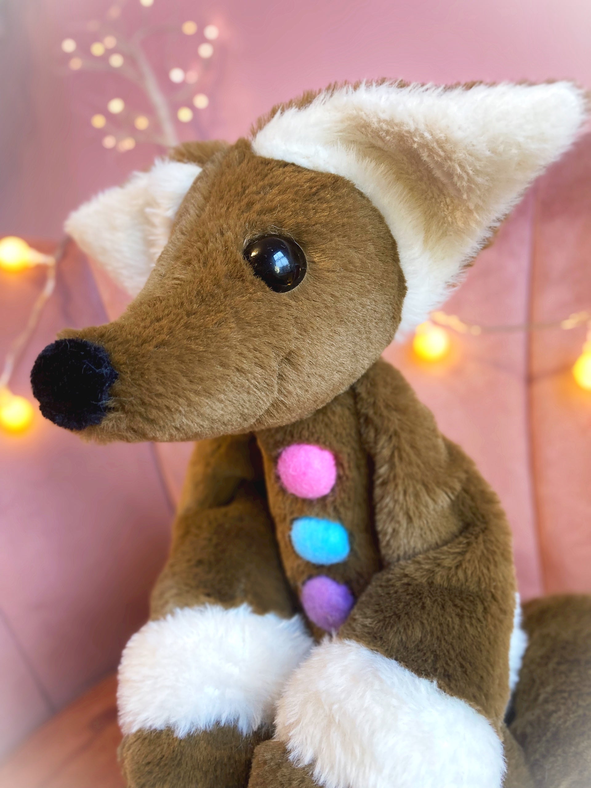 XL GINGERBREAD FOX - Handmade Luxury Weighted Plush Fluffy Fox Doll