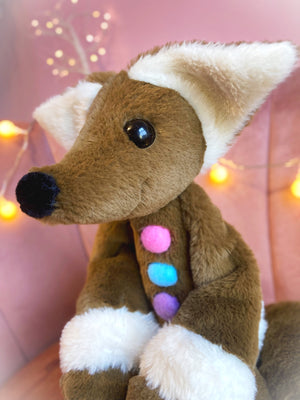 XL GINGERBREAD FOX - Handmade Luxury Weighted Plush Fluffy Fox Doll