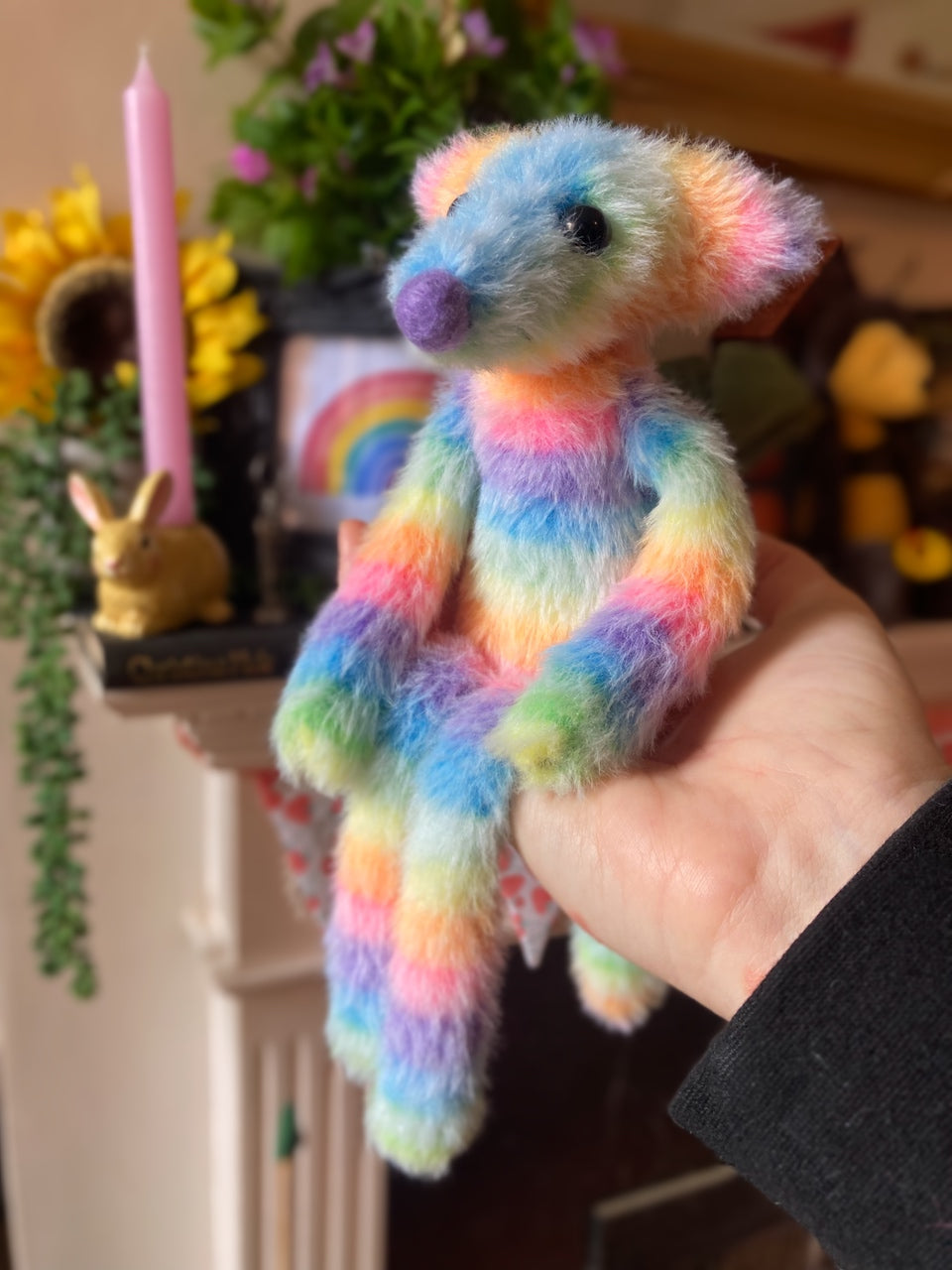 RESERVED**RAINBOW SHERBET FLUFFY FOX CUB (A) - Handmade Weighted Plush Fox Doll