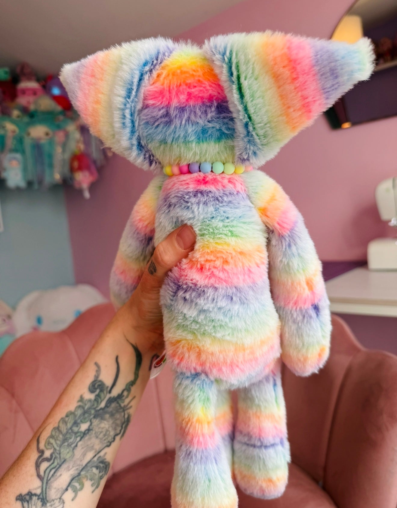 BIG RAINBOW SHERBET FOX - Handmade Luxury Weighted Fox Doll