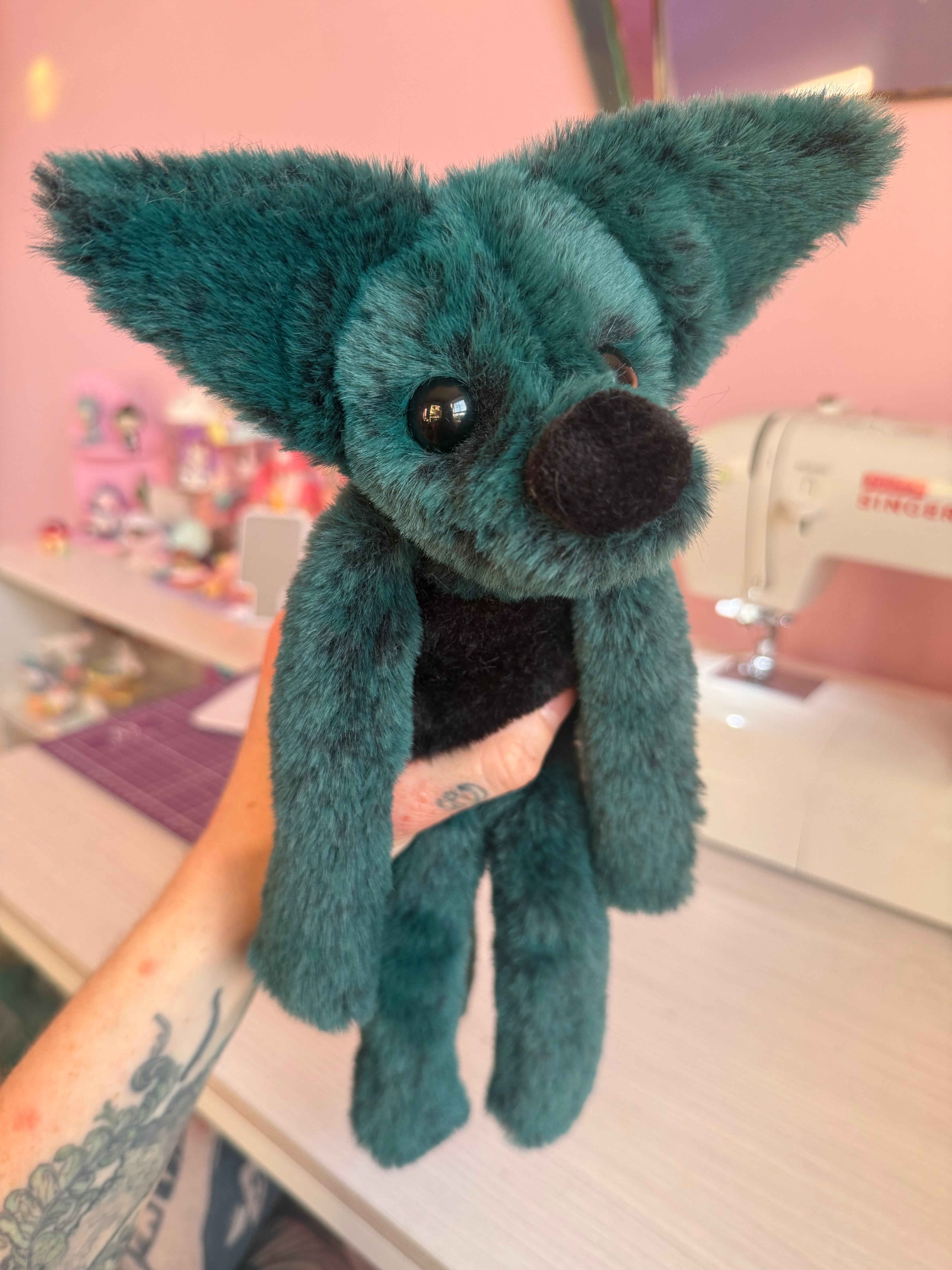 DARK FOREST FOX - Handmade Luxury Weighted Plush Fluffy Fox Doll