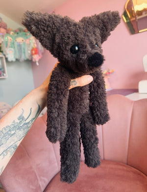 LARGE CURLY CHOCOLATE FOX (C) - Handmade Luxury Weighted Plush Doll