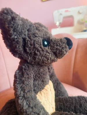 BIG CURLY CHOCOLATE FUDGE FOX - Handmade Luxury Weighted Plush Doll