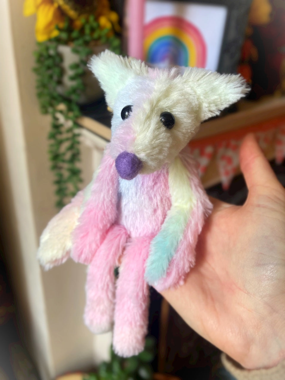 COTTON CANDY FLUFFY FOX CUB (C) - Handmade Weighted Plush Fox Doll