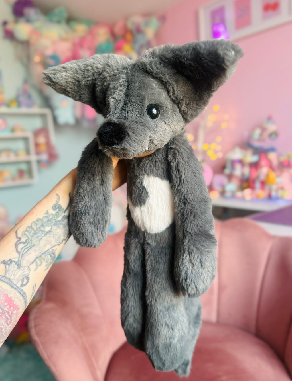 BIG GREY🌙WOLF - Handmade Luxury Weighted Plush Fluffy Fox Doll