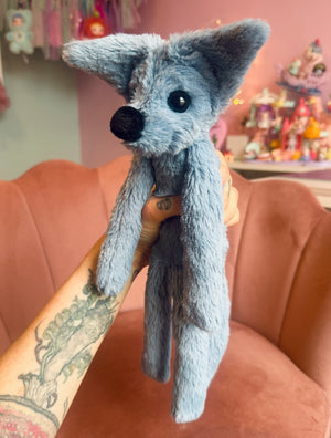 DUSKY BLUE FOX - Handmade Luxury Weighted Plush Fluffy Fox Doll