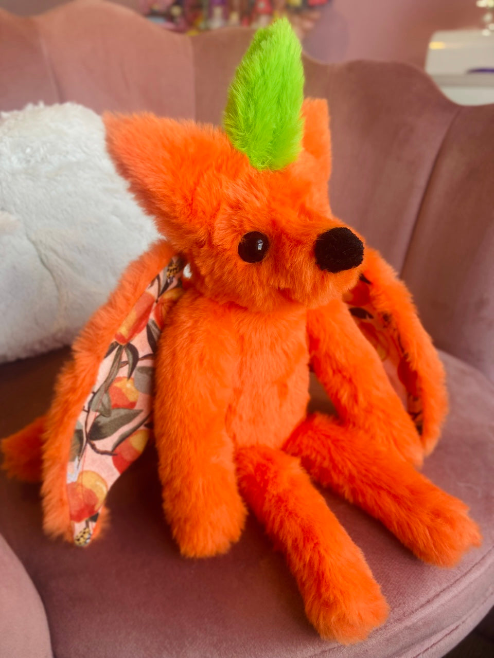 ORANGE BLOSSOM FLYING FOX - Handmade Luxury Weighted Fox Doll
