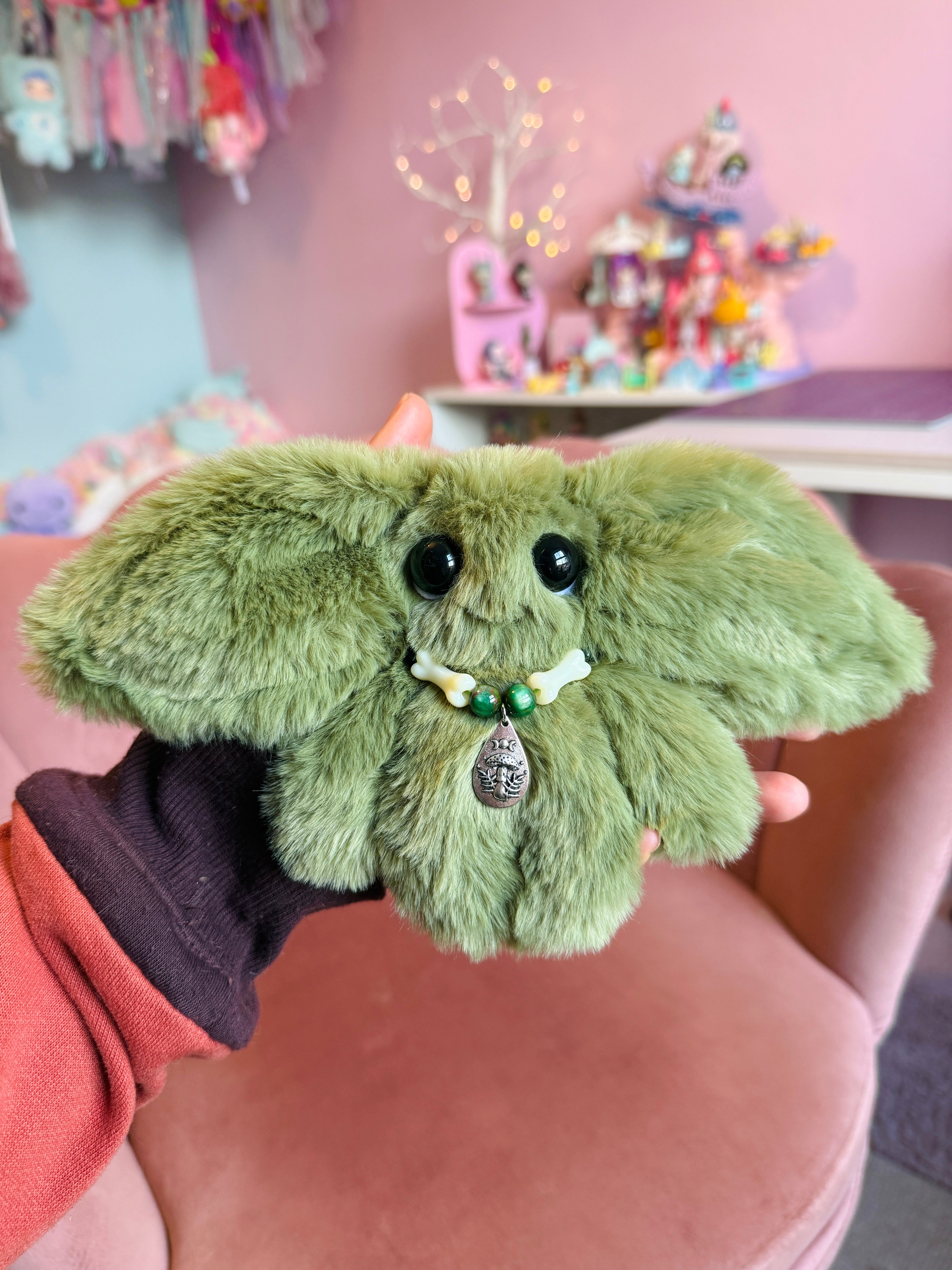 FOREST GOBLIN PALMPUFF (A) - Handmade Mini Luxury Weighted Doll